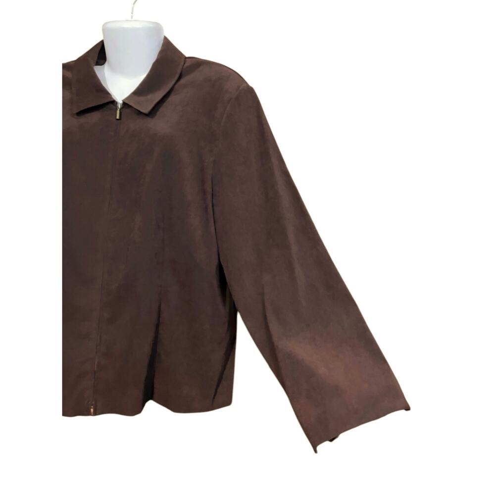 Briggs Women's Brown Faux Suede Full Zip Long Sleeve Collared Jacket | Size 18W - Picture 5 of 9